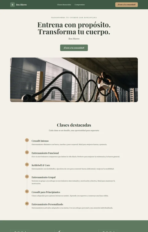 Diseño web Box Hierro para fitness