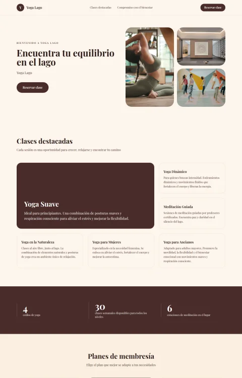 Diseño web Yoga Lago para fitness