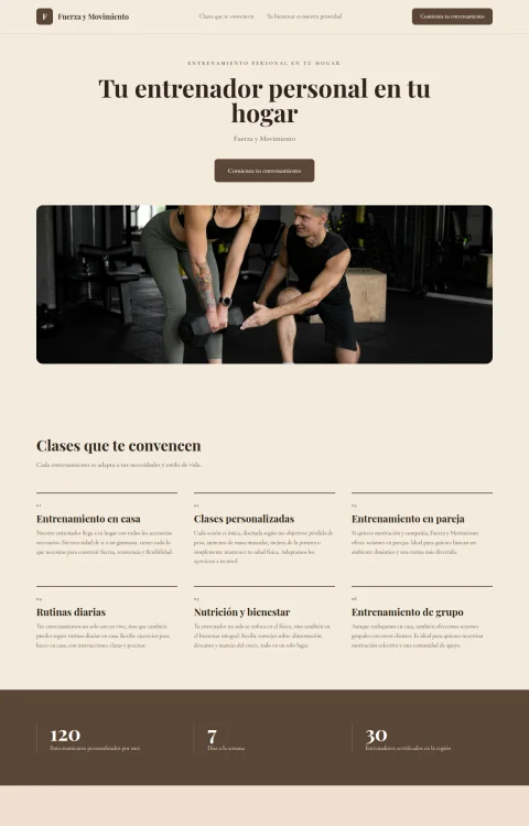 Diseño web Fuerza y Movimiento para fitness