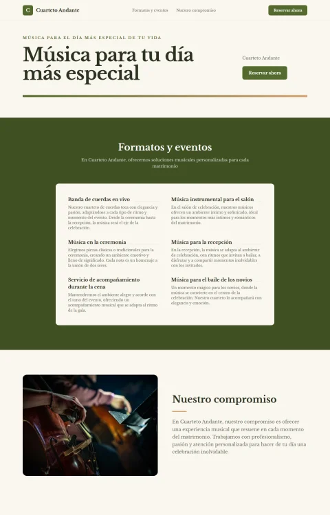 Diseño web Cuarteto Andante para musica