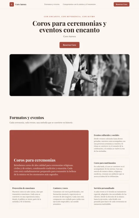 Diseño web Coro Aurora para musica