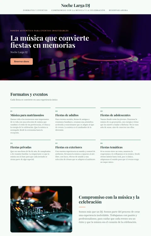 Diseño web Noche Larga DJ para musica