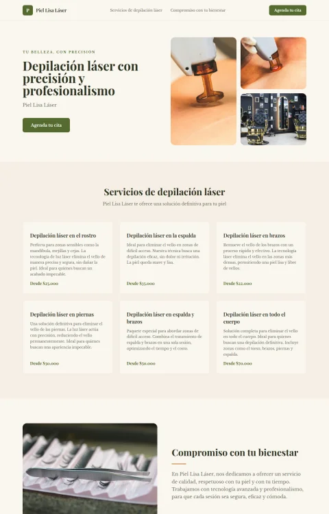 Diseño web Piel Lisa Láser para belleza